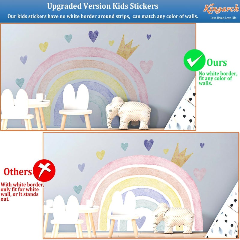 Kingarch Large Watercolor Rainbow Wall Decals, Boho Queen Peel and Stick Fabric Nursery Wall Decor, Removable Home Room Wall Decor Murals Stickers for Kids Girls Toddler Bedroom Living Room Playroom - Image 2